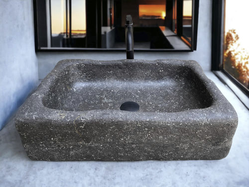Lavabo da appoggio - GRISETTE - ARRELART - in marmo / fatto a mano / rettangolare
