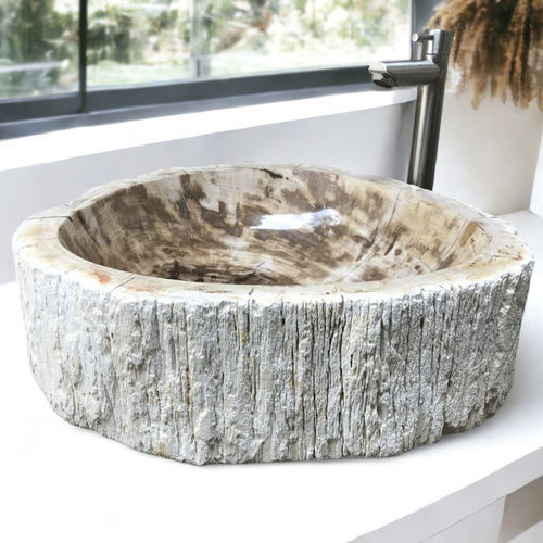Lavabo da appoggio - THIERRY - ARRELART - in legno fossilizzato / fatto a mano / rotondo