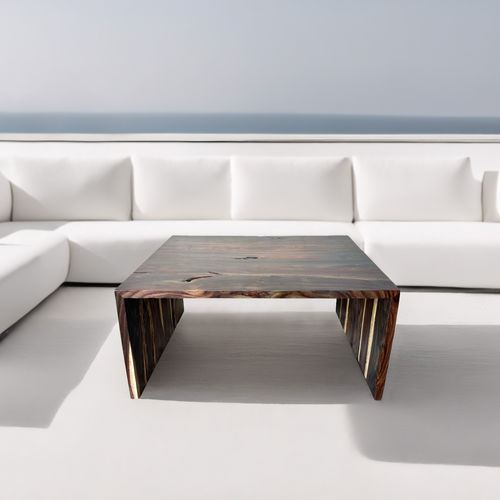 Tavolino basso contemporaneo - PALMA - ARRELART - in legno di rosa / con supporto in legno di rosa / rettangolare
