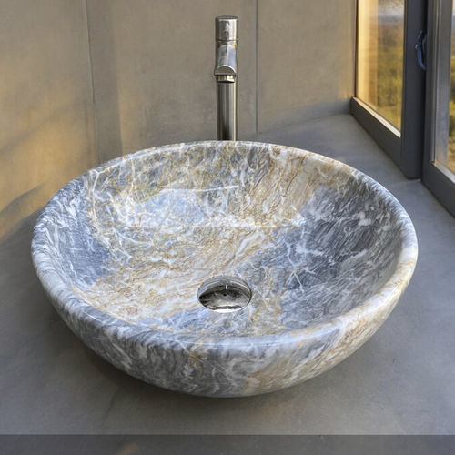 Lavabo da appoggio - VINCI - ARRELART - in marmo / fatto a mano / rotondo