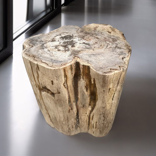 Sgabello design originale - HAMAKUA - ARRELART - in legno fossilizzato / con supporto in legno fossilizzato / rotondo