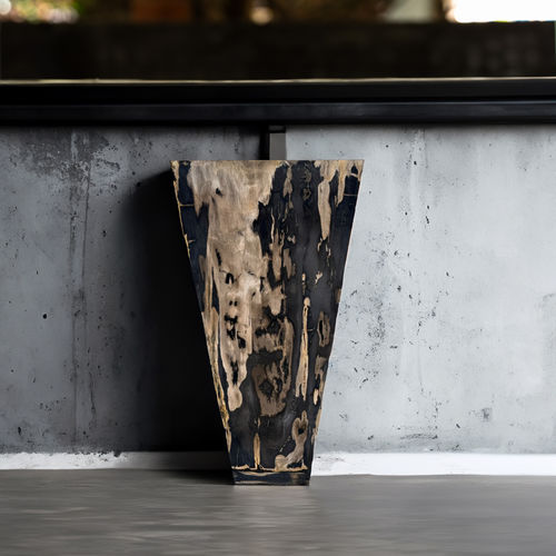 Lavabo autoportante - BALI NOIR - ARRELART - in legno fossilizzato / fatto a mano / quadrato