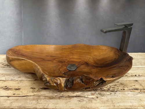 Lavabo da appoggio - LAVTEK28 - ARRELART - in teak / su misura / personalizzabile