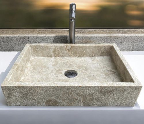 Lavabo da appoggio - VERONA - ARRELART - in marmo / finitura opaca / rettangolare