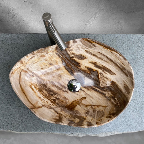 Lavabo da appoggio - LIONEL - ARRELART - in legno fossilizzato / fatto a mano / lucido