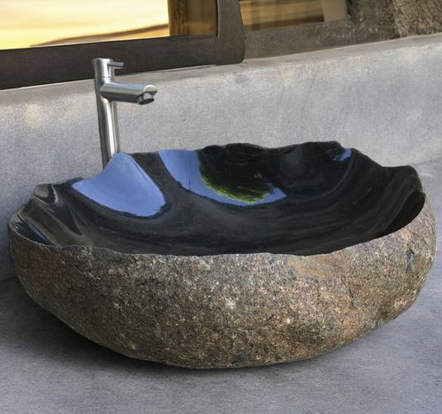 Lavabo da appoggio - BOSTON - ARRELART - in pietra naturale / fatto a mano / organico