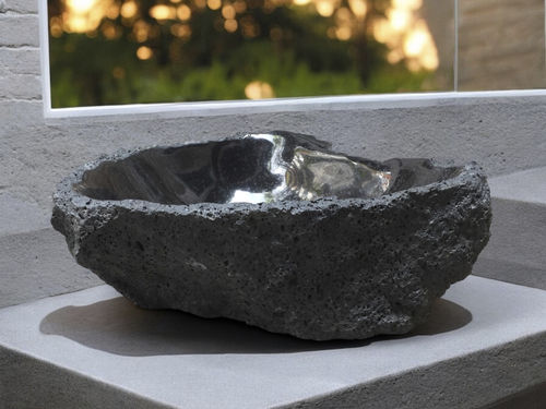 Lavabo da appoggio - MAUNA - ARRELART - in pietra naturale / in pietra lavica / fatto a mano