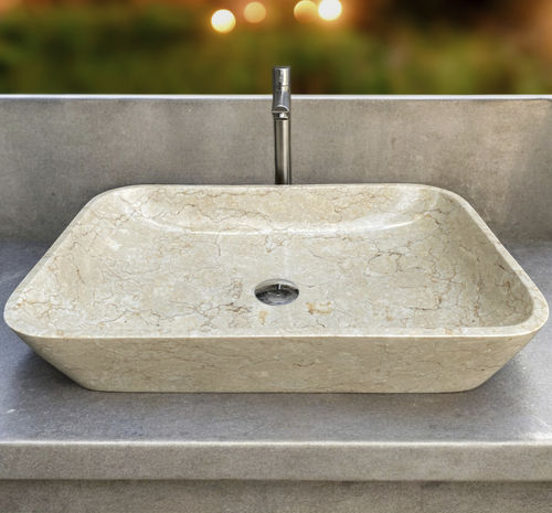 Lavabo da appoggio - SUEZ - ARRELART - in marmo / fatto a mano / rettangolare
