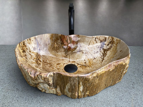 Lavabo da appoggio - BENEVENTO - ARRELART - in legno fossilizzato / fatto a mano / organico