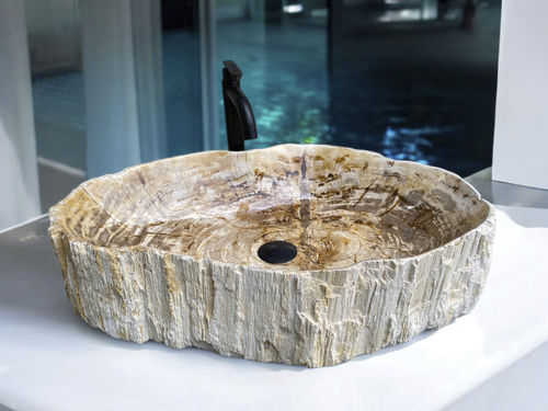 Lavabo da appoggio - MOON - ARRELART - in legno fossilizzato / su misura / personalizzabile