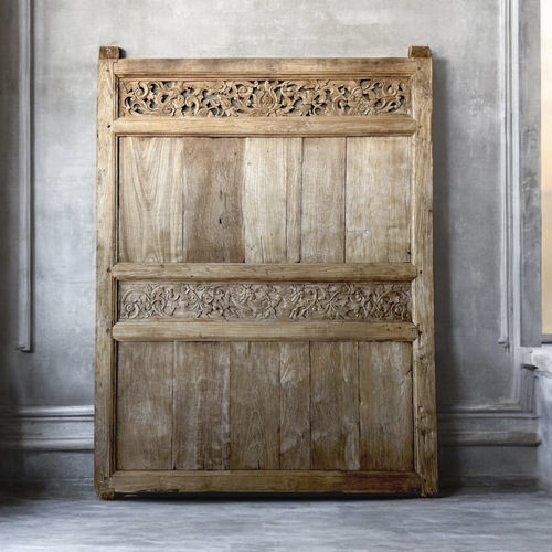 Testiera per letto matrimoniale - SUMBAWA - ARRELART - in stile rustico / in teak / marrone