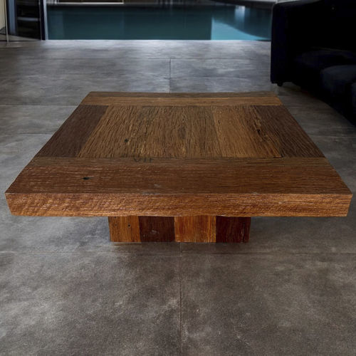 Tavolino basso contemporaneo - AFRA - ARRELART - in legno massiccio / con supporto in legno massiccio / rettangolare