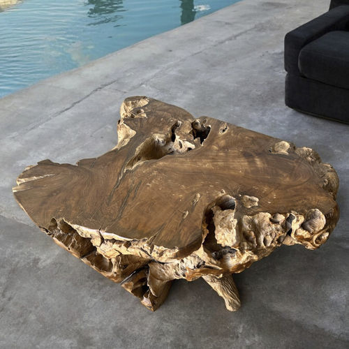 Tavolino basso contemporaneo - ELDA - ARRELART - in teak / in legno massiccio / con supporto in teak