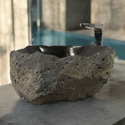 Lavabo da appoggio - CHACANA - ARRELART - in pietra lavica / su misura / personalizzabile