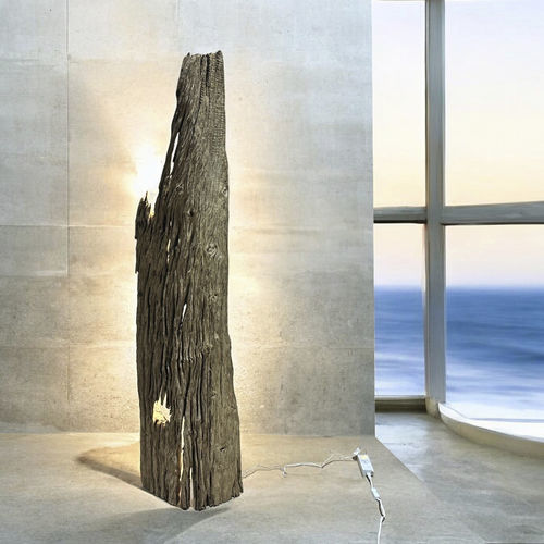 Lampada da terra - LAMP09 - ARRELART - in teak / design originale / con cavo