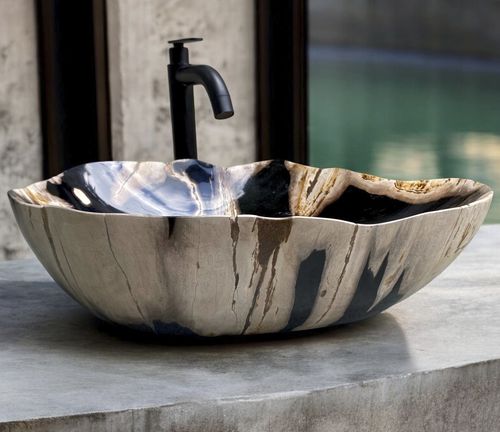 Lavabo da appoggio - JEWEL - ARRELART - in legno fossilizzato / fatto a mano / lucido