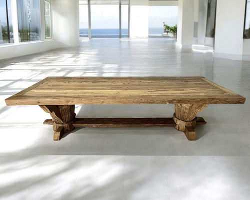 Tavolo da pranzo contemporaneo - PORTOVENERE - ARRELART - in teak / in legno con vernice di protezione opaca / con supporto in teak