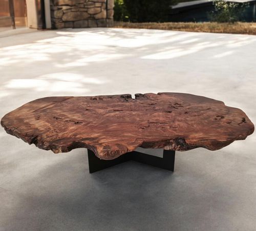 Tavolino basso design originale - TAUCEN63 - ARRELART - in legno massiccio / in legno esotico / con supporto in metallo