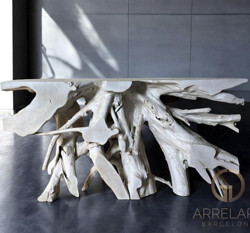 Consolle design organico - ASPEN - ARRELART - in teak / con supporto in teak / per uso residenziale