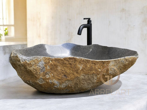 Lavabo da appoggio - CLOUET - ARRELART - in Riverstone® / fatto a mano / organico