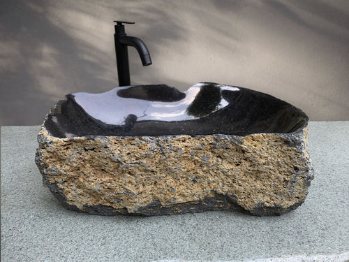 Lavabo da appoggio - DIDIER - ARRELART - in pietra naturale / in pietra lavica / personalizzabile