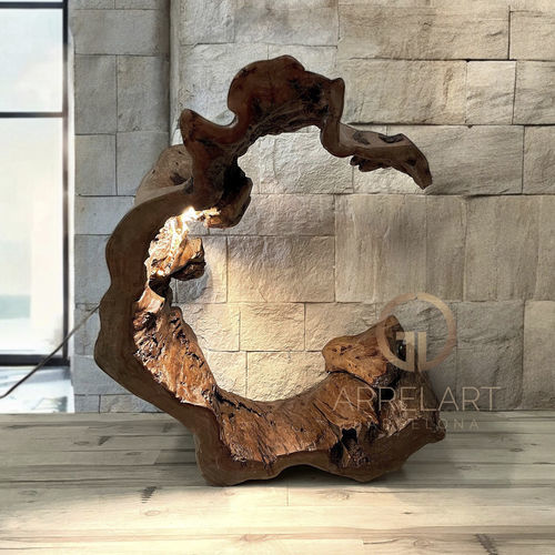 Lampada da terra - VERSALLES - ARRELART - in legno massiccio / design organico / con cavo