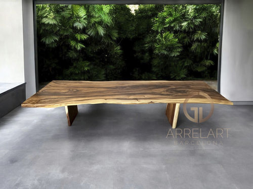 Tavolo da pranzo contemporaneo - LONDON - ARRELART - in legno massiccio / in legno tropicale / con supporto in legno massiccio