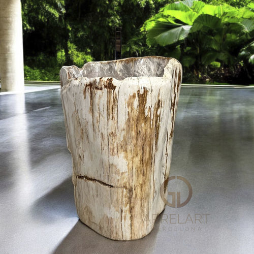 Lavabo autoportante - OWEN - ARRELART - in legno fossilizzato / fatto a mano / organico