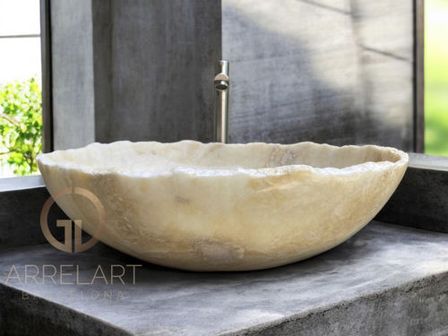 Lavabo da appoggio - BR882 - ARRELART - in onice / fatto a mano / ovale