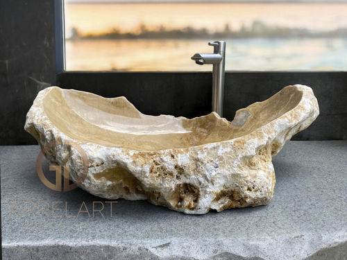 Lavabo da appoggio - JEWEL - ARRELART - in onice / fatto a mano / organico