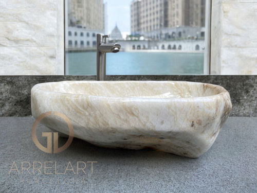 Lavabo da appoggio - ARYA - ARRELART - in onice / fatto a mano / ovale