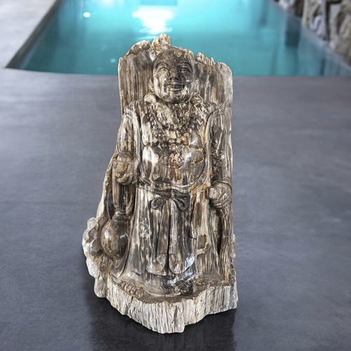 Scultura in legno fossilizzato - BUDDHA - ARRELART - da esterno / fatta a mano / da giardino