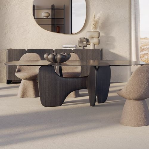 Tavolo contemporaneo - Tribe - Nature Design - in rovere / in vetro / in ceramica