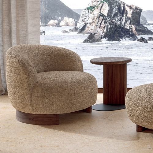 Poltrona contemporanea - Pebble - Nature Design - in tessuto / in rovere / con supporto in quercia