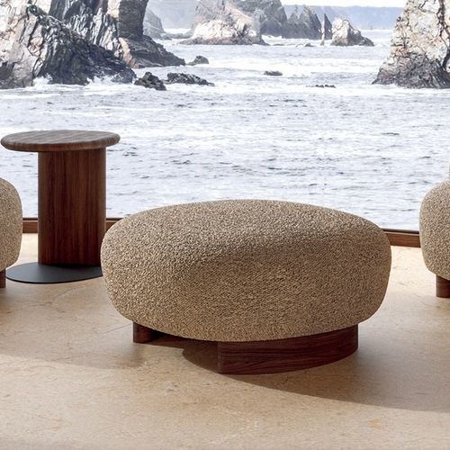 Pouf contemporaneo - Pebble big - Nature Design - in tessuto / in rovere / ovale