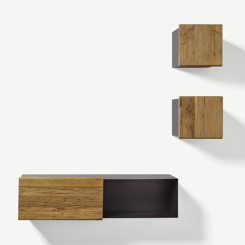 Parete attrezzata per soggiorno contemporanea - Finissimo  - Nature Design - in rovere / in noce americano / con contenitore
