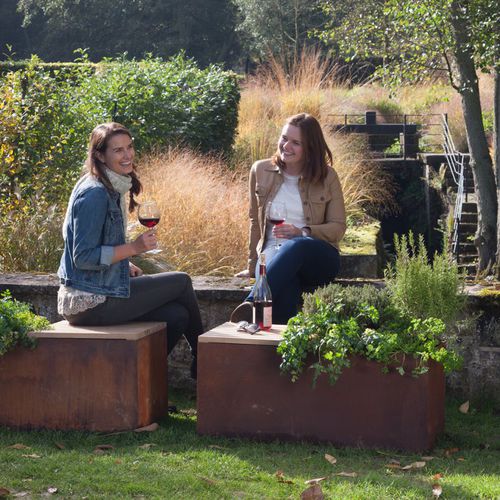 Panca da giardino contemporanea - HG-B - OFYR France - in teak / in corten / senza schienale