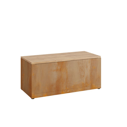 Panca da giardino contemporanea - G-B - OFYR France - in teak / in corten / senza schienale