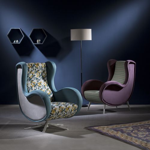 Poltrona in stile scandinavo - KIM - Raga - in tessuto / in pelle / in legno