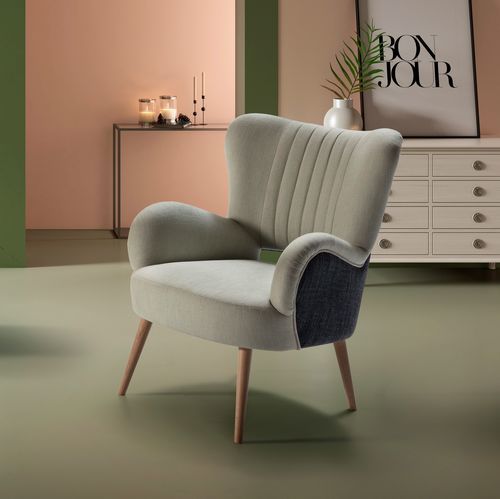 Poltrona contemporanea - Gina - Raga - in tessuto / in legno / con poggiapiedi