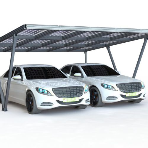 Tettoia per posto-auto contract - EPORT A SERIES - sunfixings - con pannelli solari / in metallo
