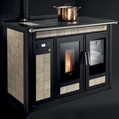Blocco cottura a pellet - SMART 120 MAIOLICA - Klover - 1  fuoco / 1 forno / con lavaggio manuale