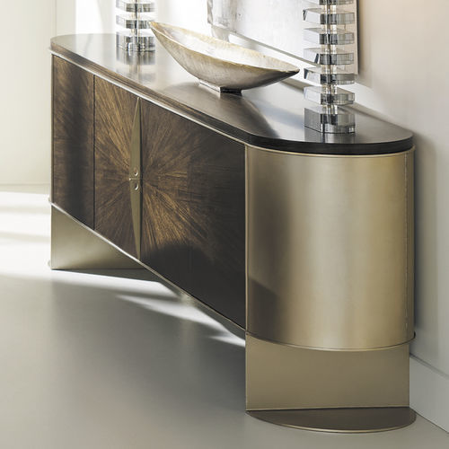 Credenza contemporanea - PRIME TIME - CARACOLE - impiallacciata in legno / in metallo / con ripiano