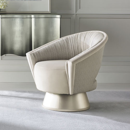 Poltrona contemporanea - A COM-PLEAT TURN AROUND - CARACOLE - in velluto / beige / girevole