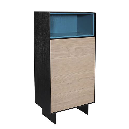 Cassettiera contemporanea - OPUS - Michel Ferrand - in legno / nera / blu