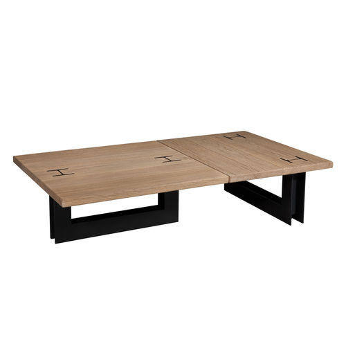 Tavolino basso contemporaneo - CONTREMAITRE - Michel Ferrand - in legno / con supporto in metallo / rettangolare