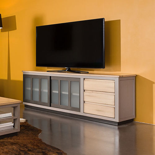 Mobile porta TV contemporaneo - SYMBIOSE - Michel Ferrand - con cassetti / 2 porte / in legno