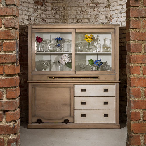 Credenza con alzata classica - HORLOGER - Michel Ferrand - in legno / in vetro