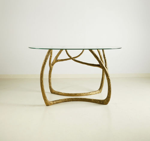 Consolle contemporanea - BOUGH - MASAYA - in vetro / con supporto in ottone / ovale