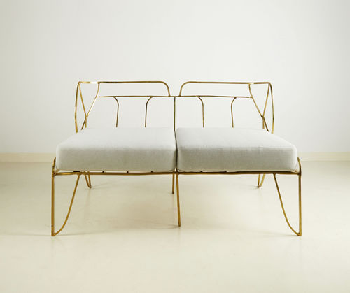 Divano contemporaneo - LENA  - MASAYA - con cuscino rimovibile / bianco / con supporto in ottone